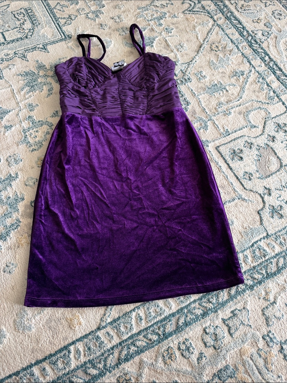 ASOS Junior Purple Velvet Spaghetti Strap Mini Dress